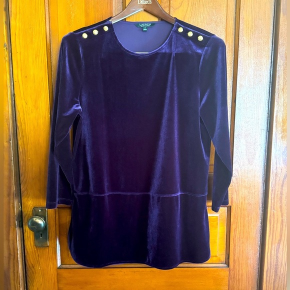 Lauren Ralph Lauren Tops - Lauren Ralph Lauren Purple Velvet Tunic Top Size XL